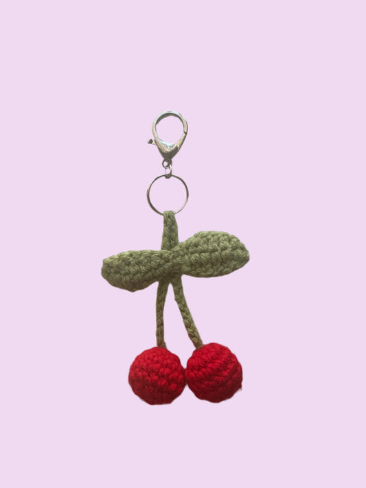 Crochet Cherry Keychain