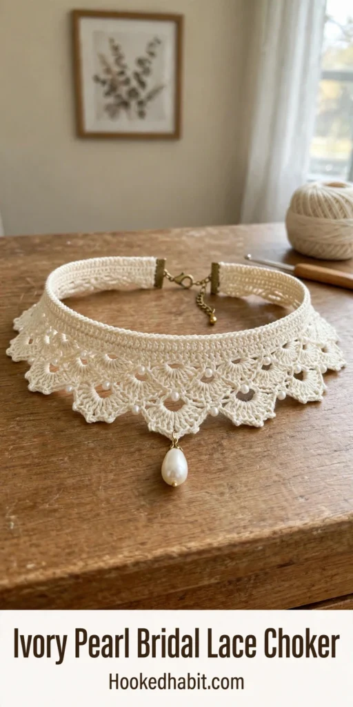 Ivory Pearl Bridal Lace Choker