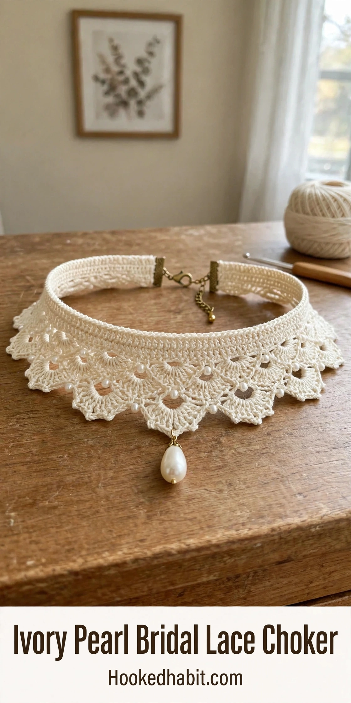 Ivory Pearl Bridal Lace Choker