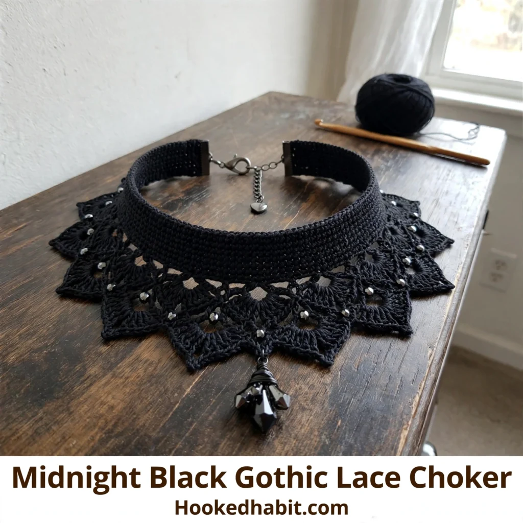 Midnight Black Gothic Lace Choker
