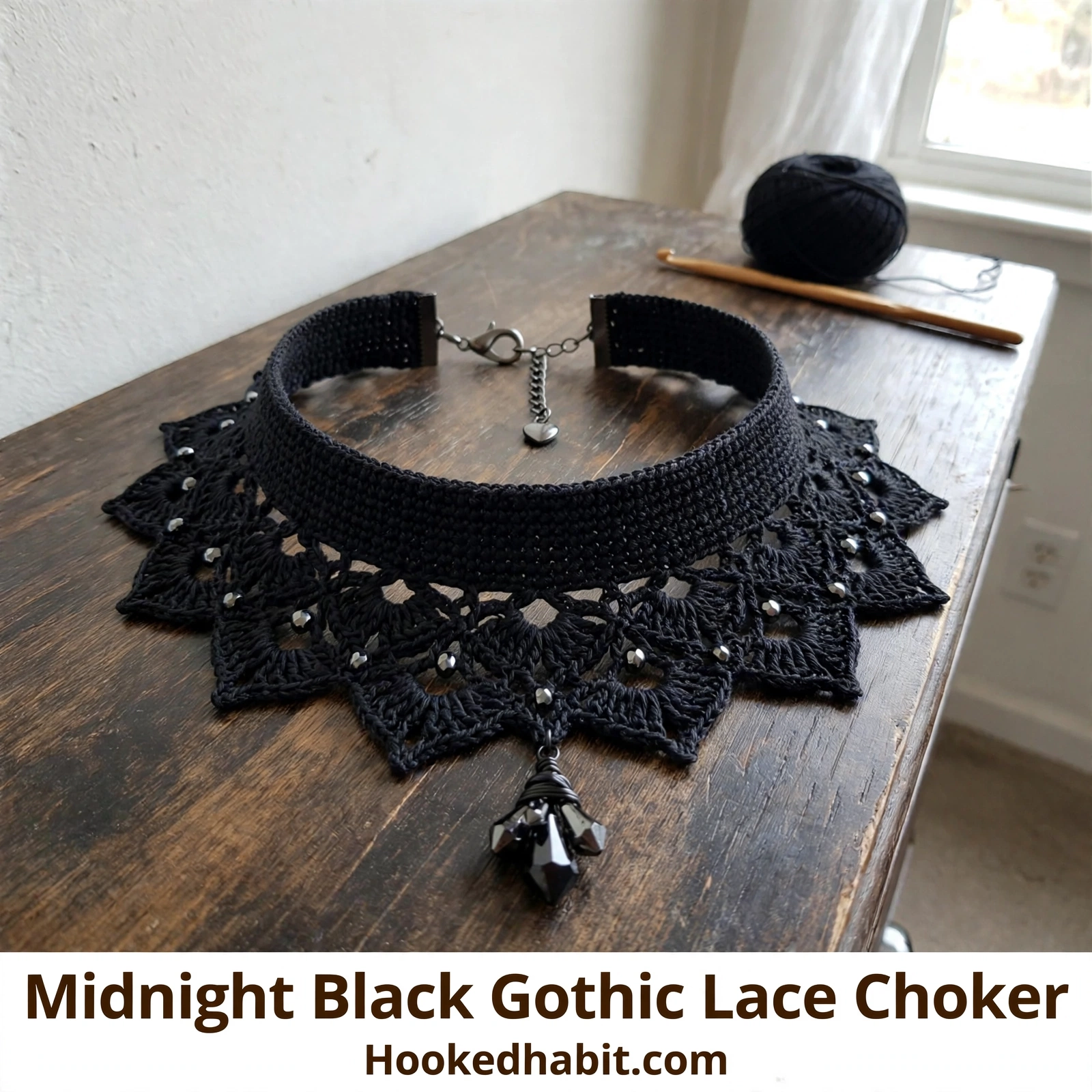 Midnight Black Gothic Lace Choker