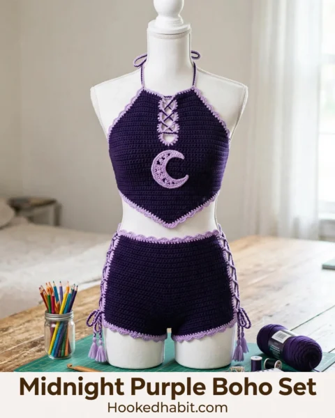 Midnight Purple Boho Crochet Set Free Pattern