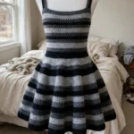 Monochrome Black Flared Mini Dress
