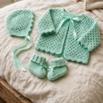 Mint Green Newborn Sweater Set Free Crochet Pattern