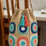 Ocean Waves Granny Square Tote Bag
