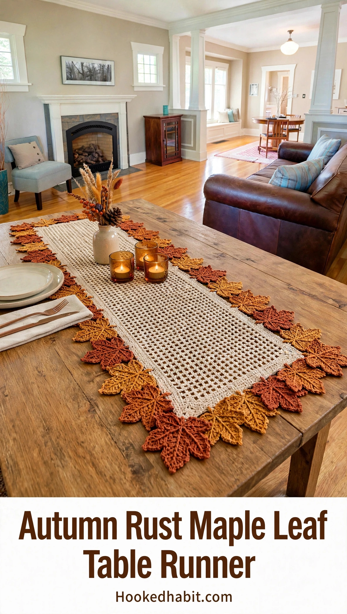 Autumn Rust Maple Leaf Table Runner