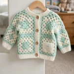 Mint Green Granny Square Baby Cardigan