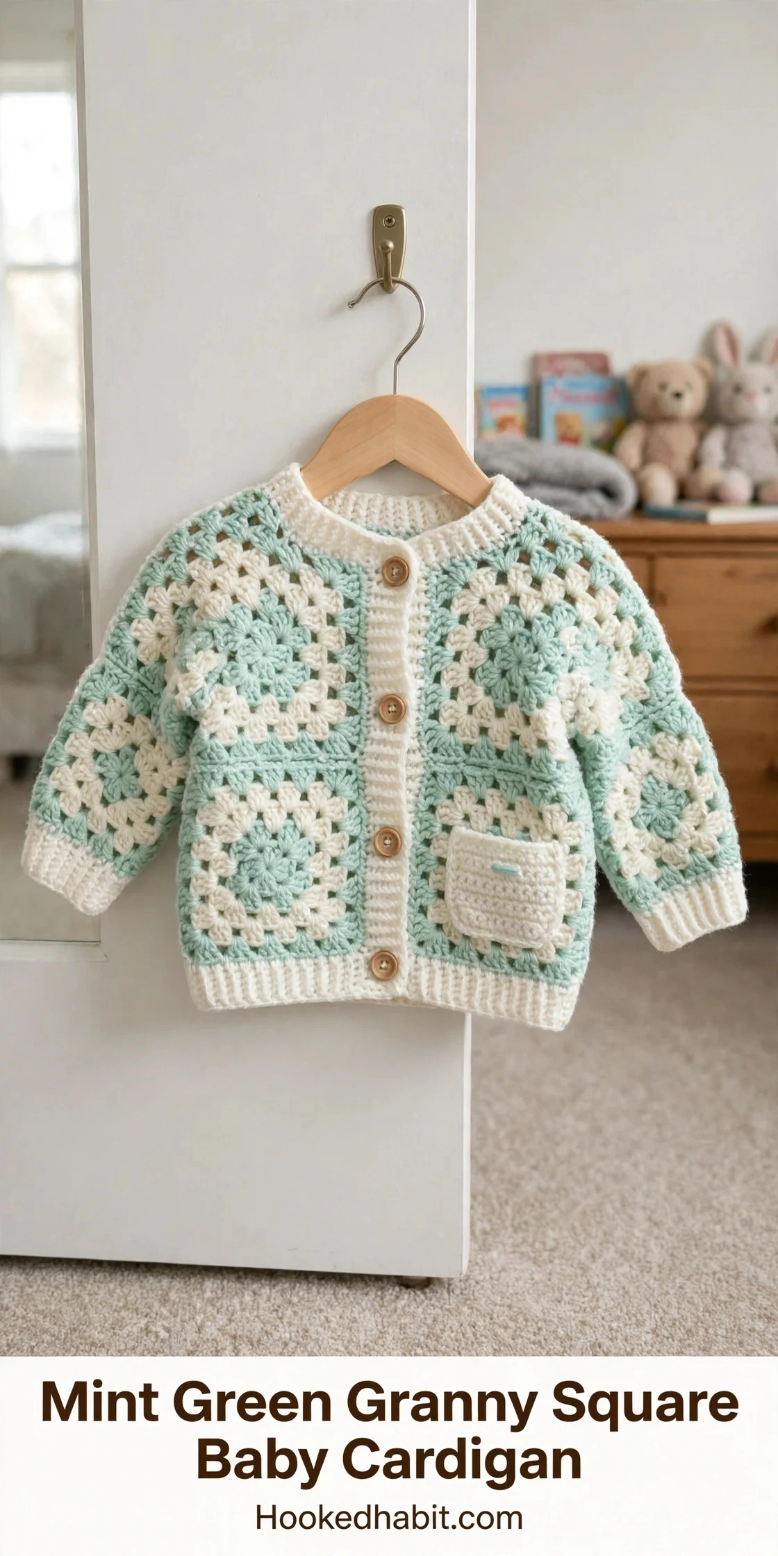 Mint Green Granny Square Baby Cardigan