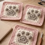 Crochet Paw Print Square