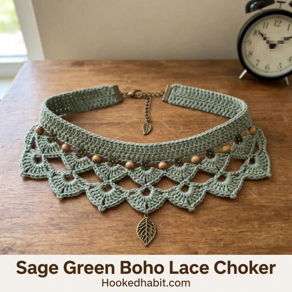 Sage Green Boho Lace Choker