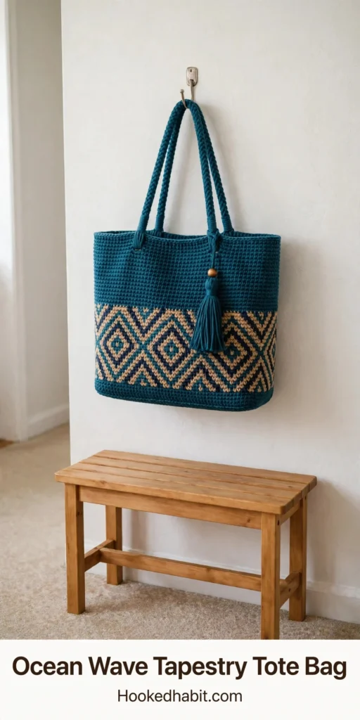 Ocean Wave Tapestry Tote Bag