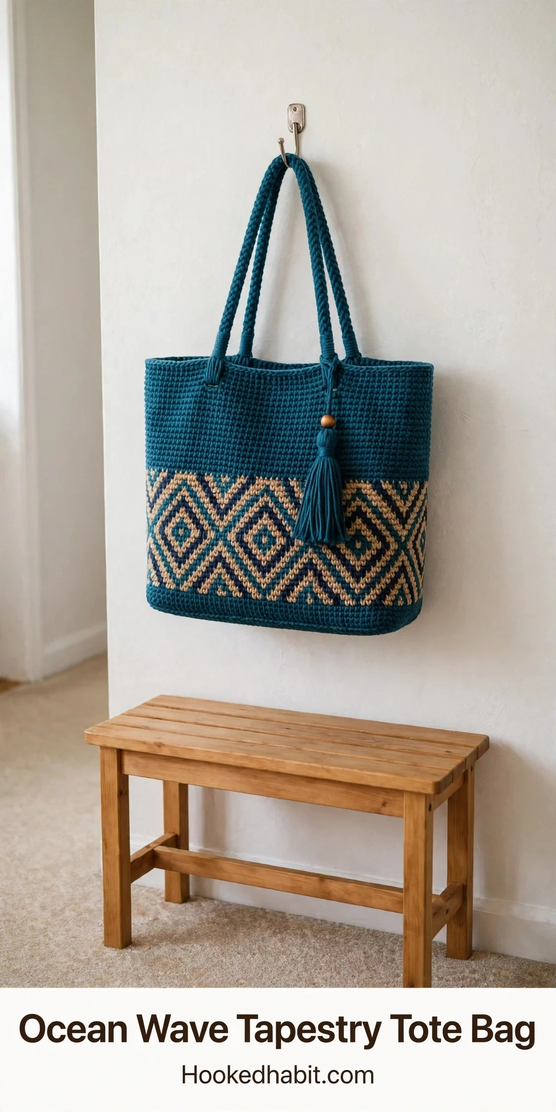 Ocean Wave Tapestry Tote Bag