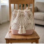 Blush Pink Romantic Lace Bucket Bag