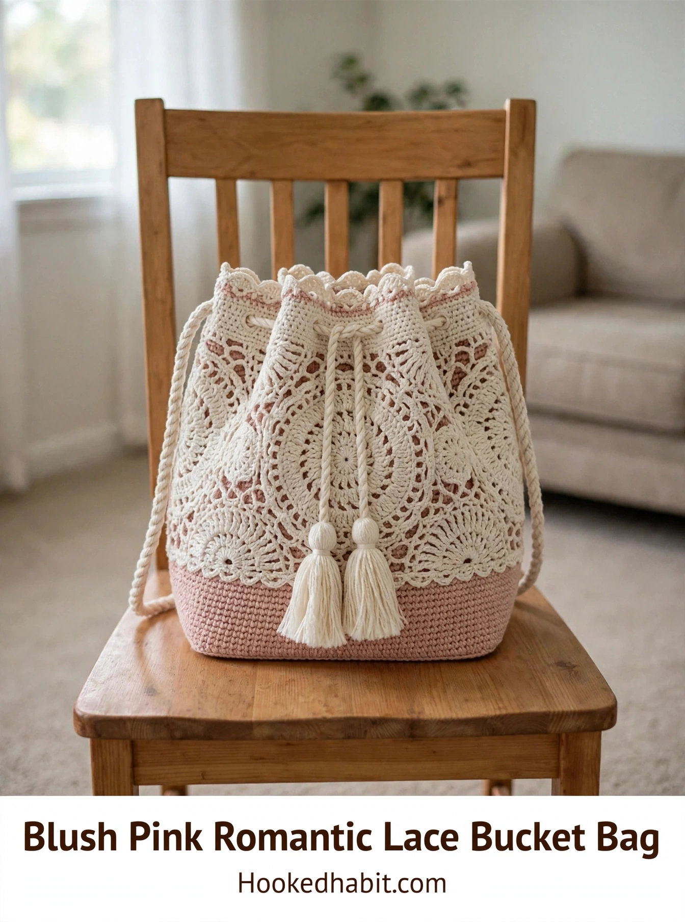 Blush Pink Romantic Lace Bucket Bag