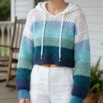 Ocean Breeze Mesh Cropped Hoodie