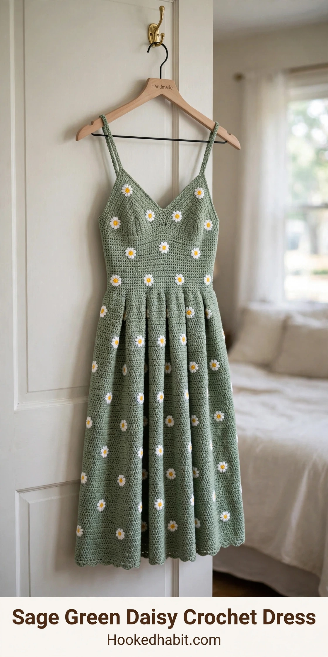 Sage Green Daisy Crochet Dress