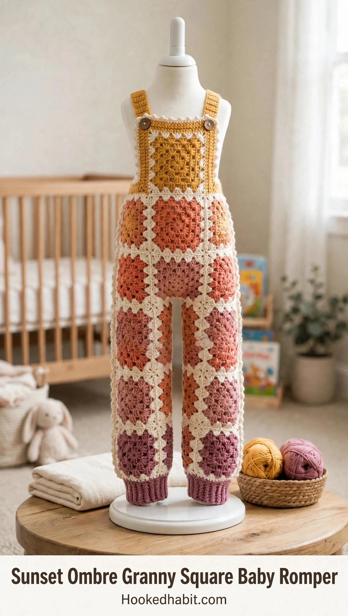 Sunset Ombre Granny Square Baby Romper