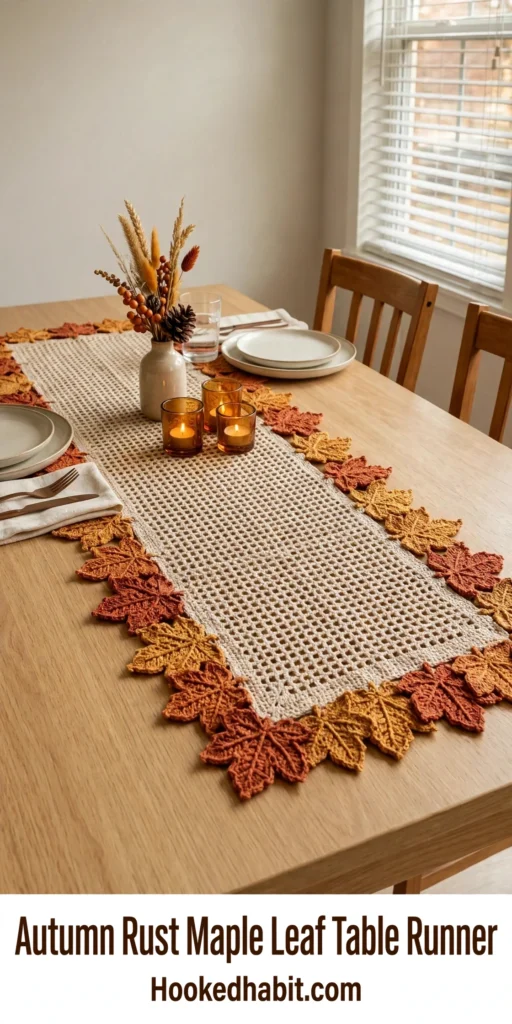 Autumn Rust Maple Leaf Table Runner