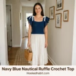 Navy Blue Nautical Ruffle Crochet Top