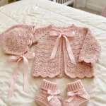 Soft Pink Shell Stitch Baby Set
