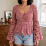 Dusty Rose Fairy Bell Sleeve Top