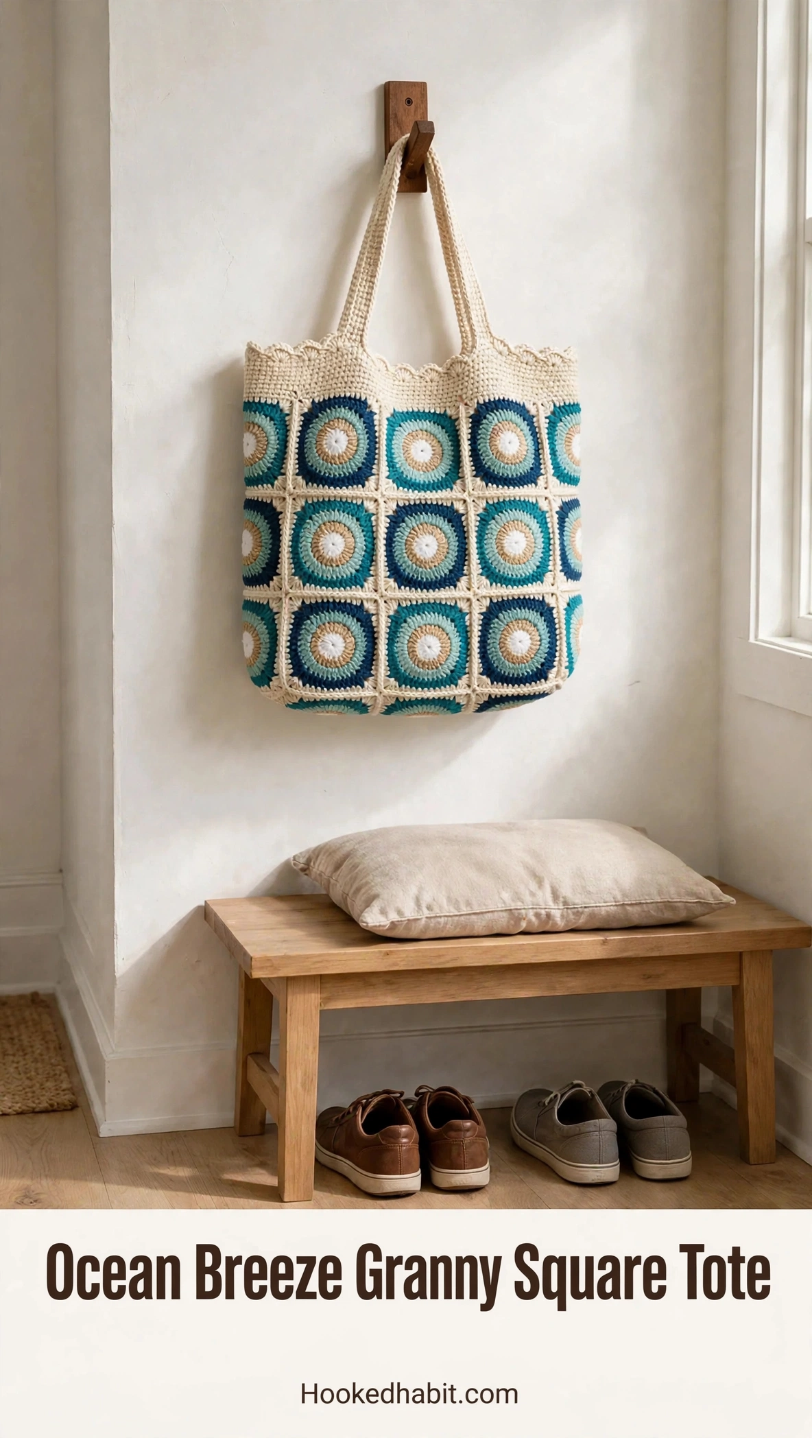 Ocean Breeze Granny Square Tote