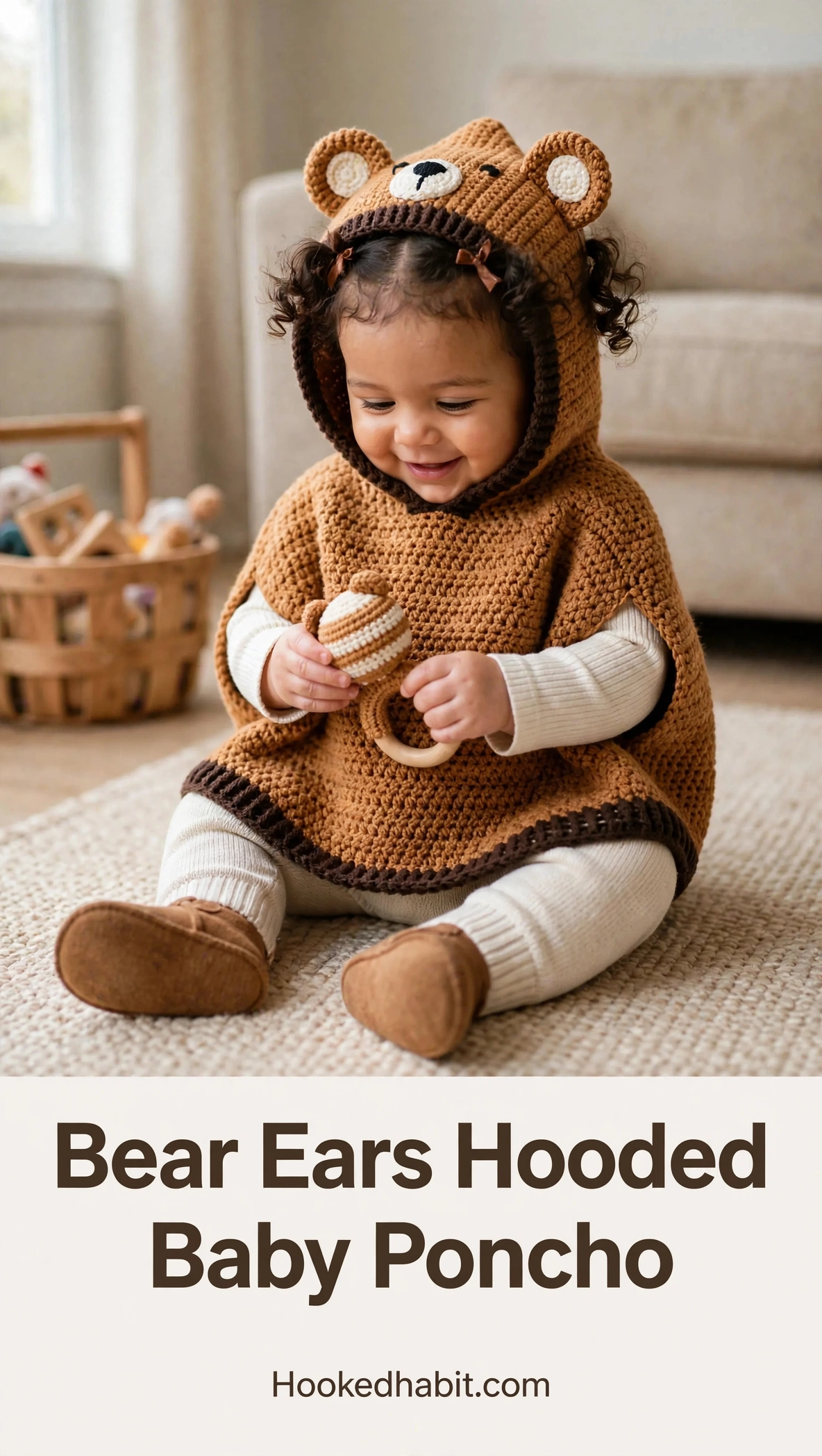 Bear Ears Hooded Baby Poncho
