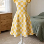 Sunny Yellow Checkered Crochet Dress