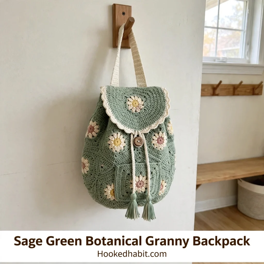 Sage Green Botanical Granny Backpack
