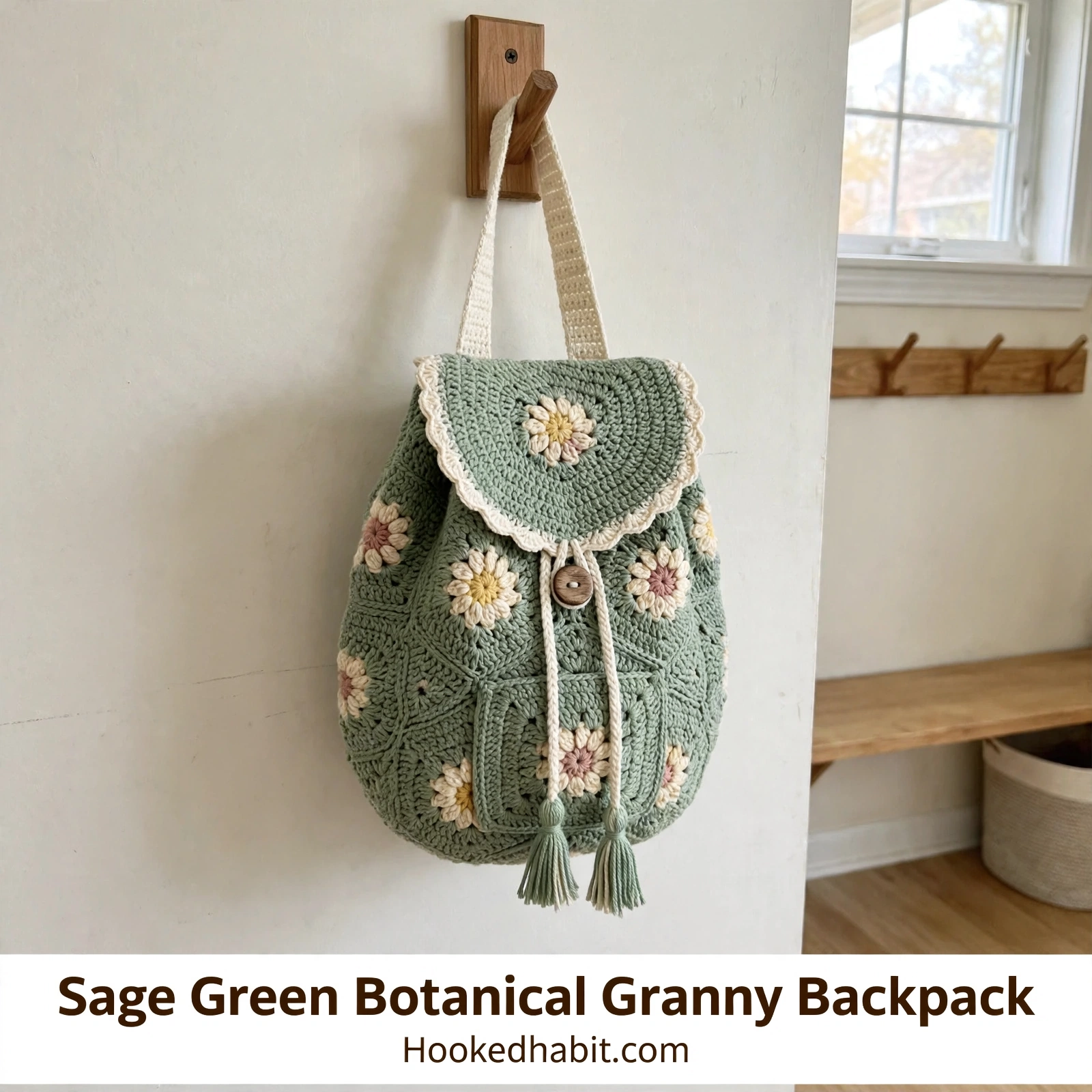 Sage Green Botanical Granny Backpack