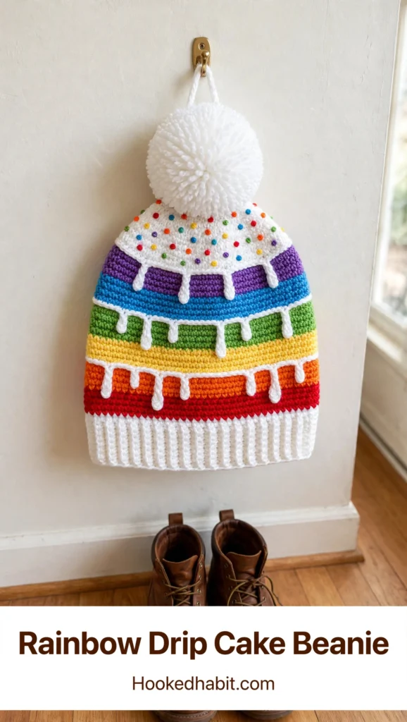 Rainbow Drip Cake Beanie