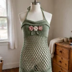 Boho Sage Green Halter Top Free Crochet Pattern