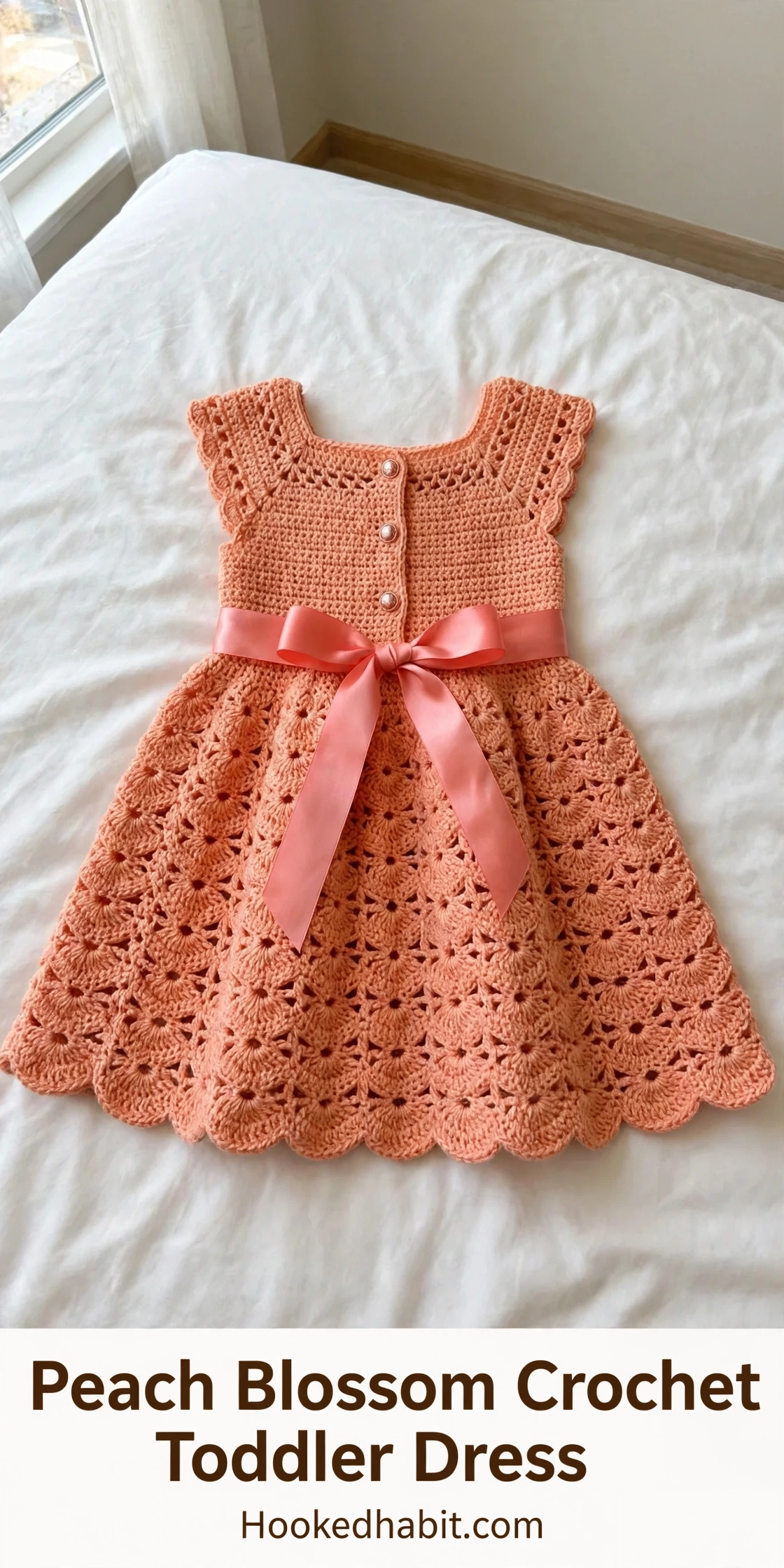 Peach Blossom Crochet Toddler Dress