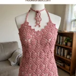 Dusty Rose Pineapple Lace Halter Free Crochet Pattern