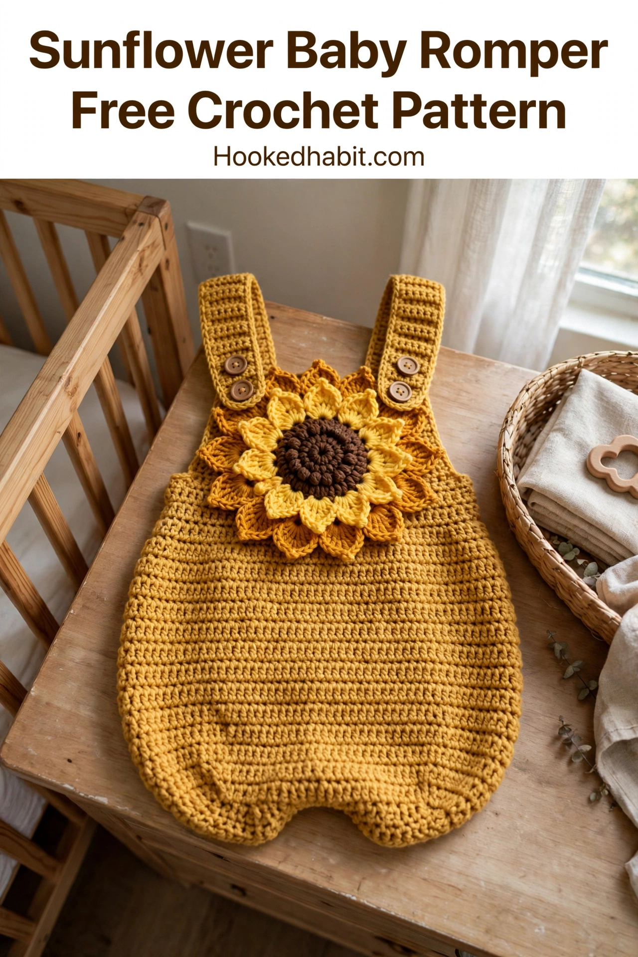 Sunflower Baby Romper Free Crochet Pattern