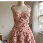 Blush Pink Rose Lace Crochet Dress Free Pattern
