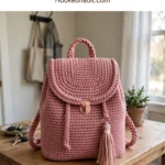 Dusty Rose Pink Mini Backpack Free Crochet Pattern