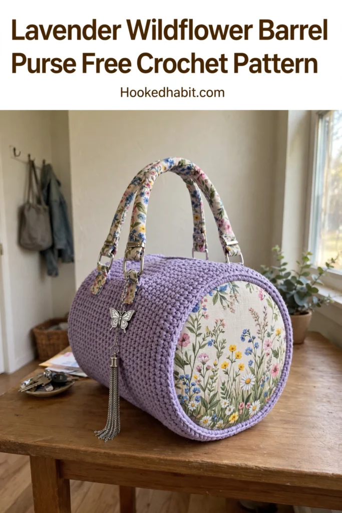 Lavender Wildflower Barrel Purse Free Crochet Pattern