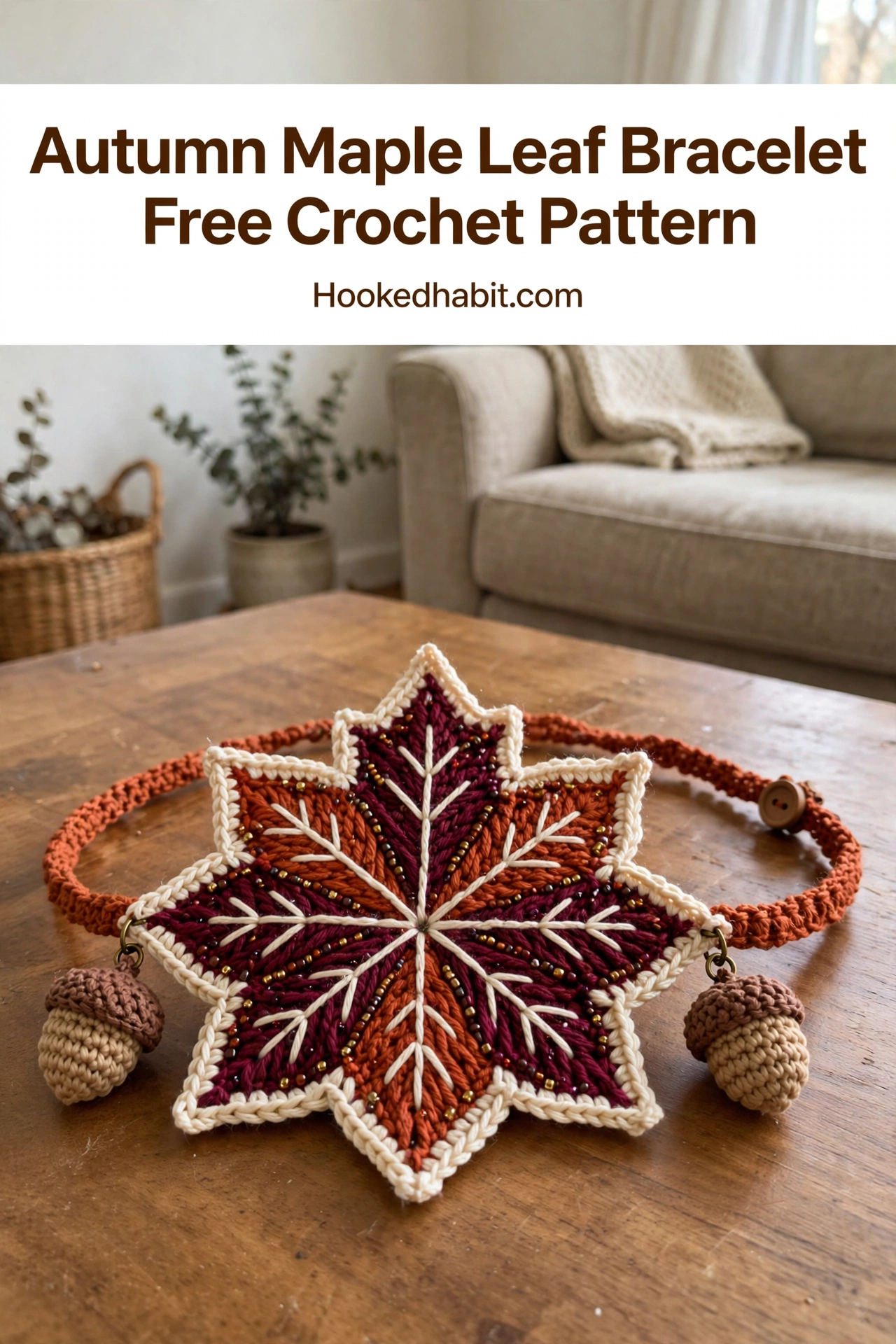 Autumn Maple Leaf Bracelet Free Crochet Pattern