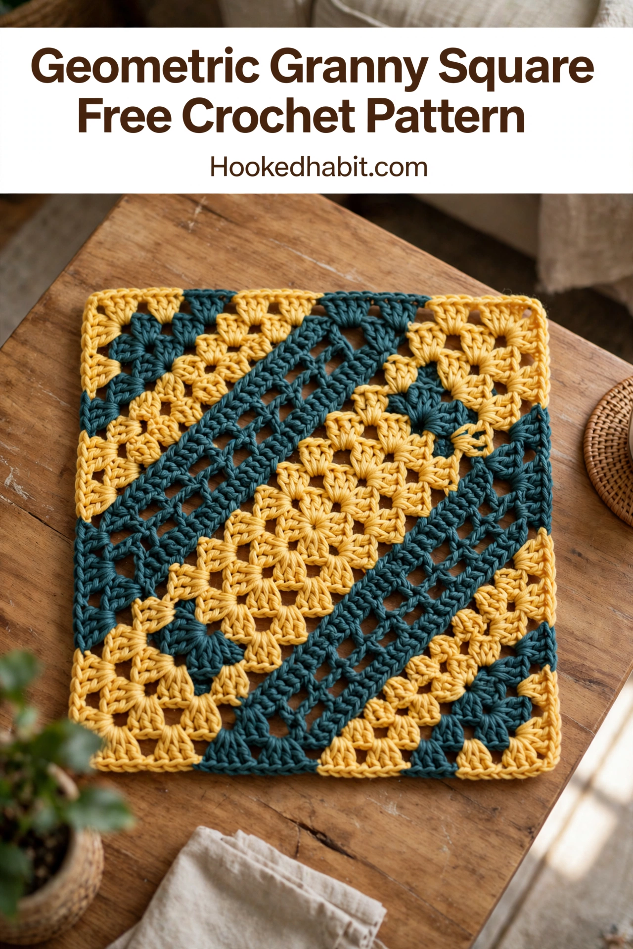 Geometric Granny Square Free Crochet Pattern