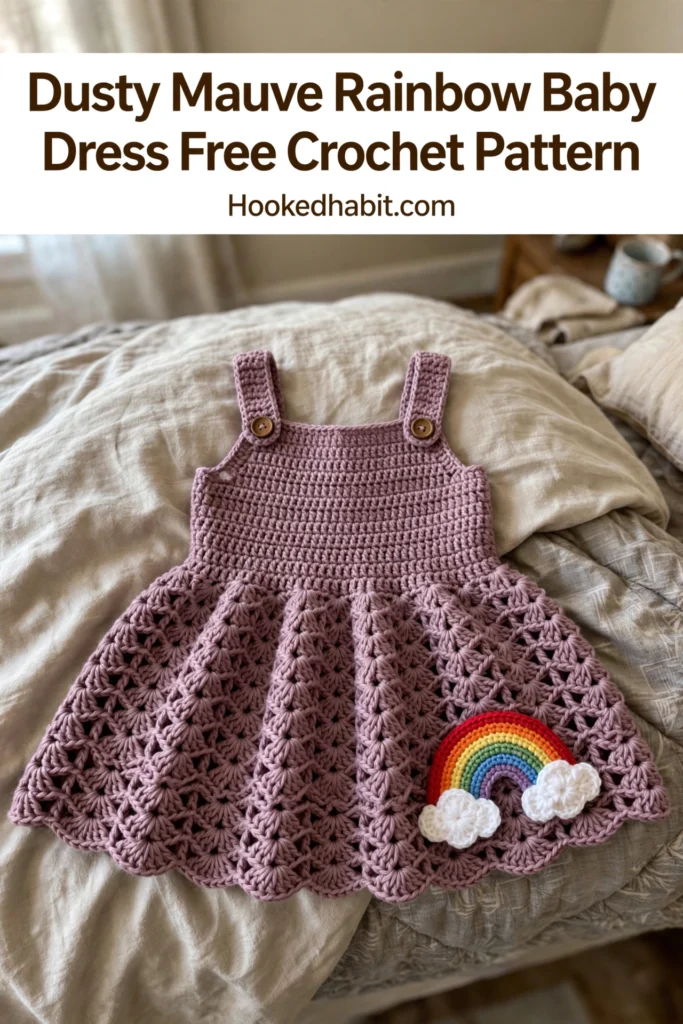 Dusty Mauve Rainbow Baby Dress Free Crochet Pattern