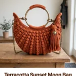 Terracotta Sunset Moon Bag with Bronze Hardware