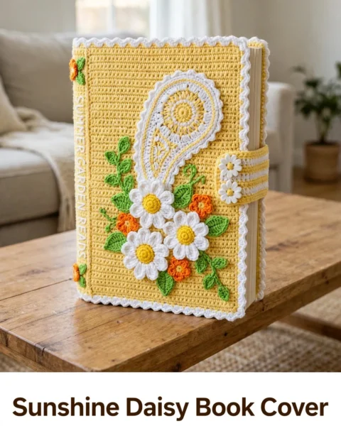 Sunshine Daisy Book Cover Free Crochet Pattern