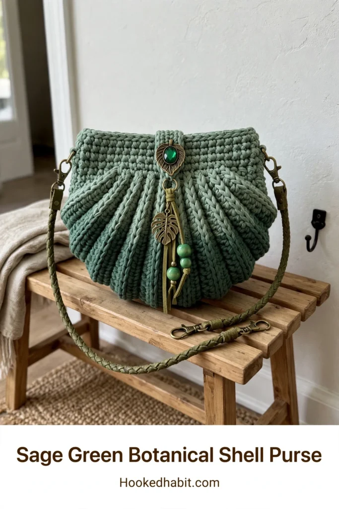 Sage Green Botanical Shell Purse