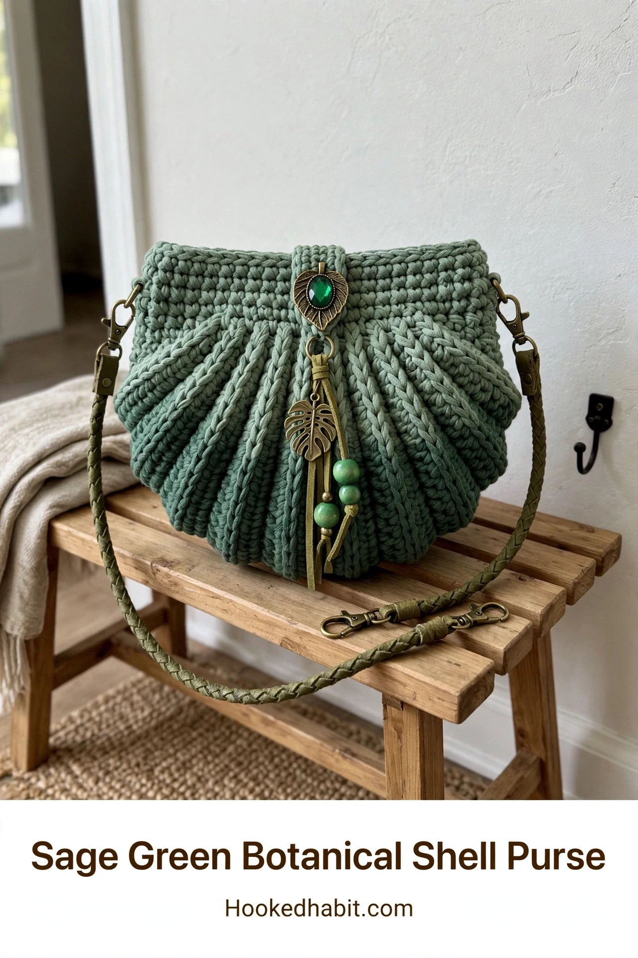 Sage Green Botanical Shell Purse
