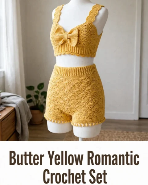 Butter Yellow Romantic Crochet Set Free Crochet Pattern