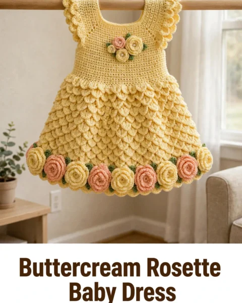 Buttercream Rosette Baby Dress Free Crochet Pattern