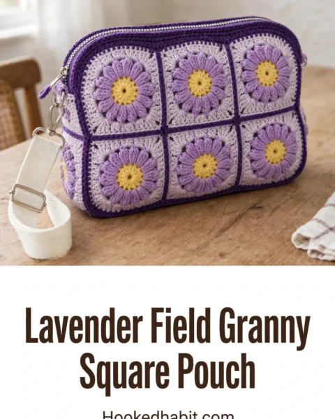 Lavender Field Granny Square Pouch Free Crochet Pattern