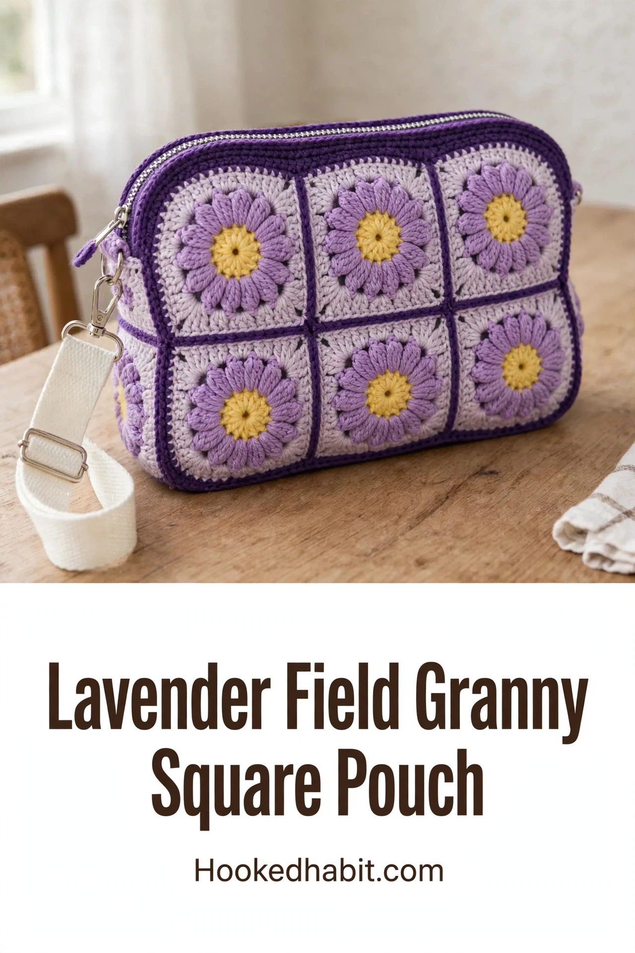 Lavender Field Granny Square Pouch