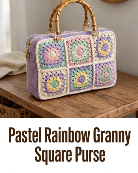Pastel Rainbow Granny Square Purse Free Crochet Pattern